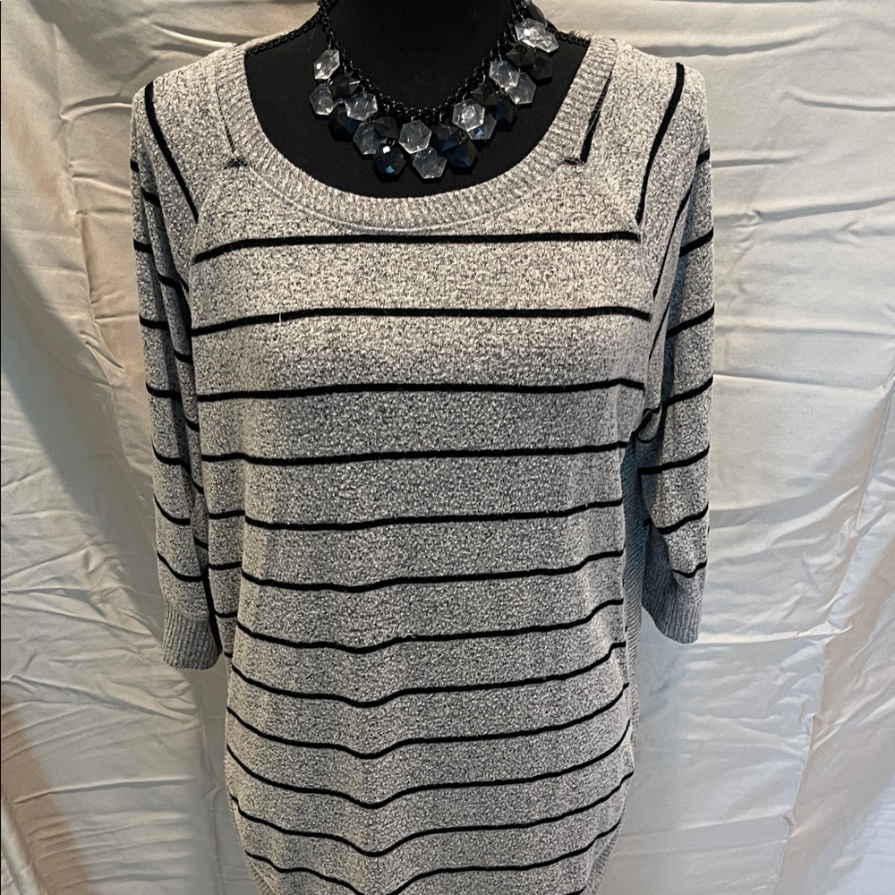 Gray and Black Striped Sweater